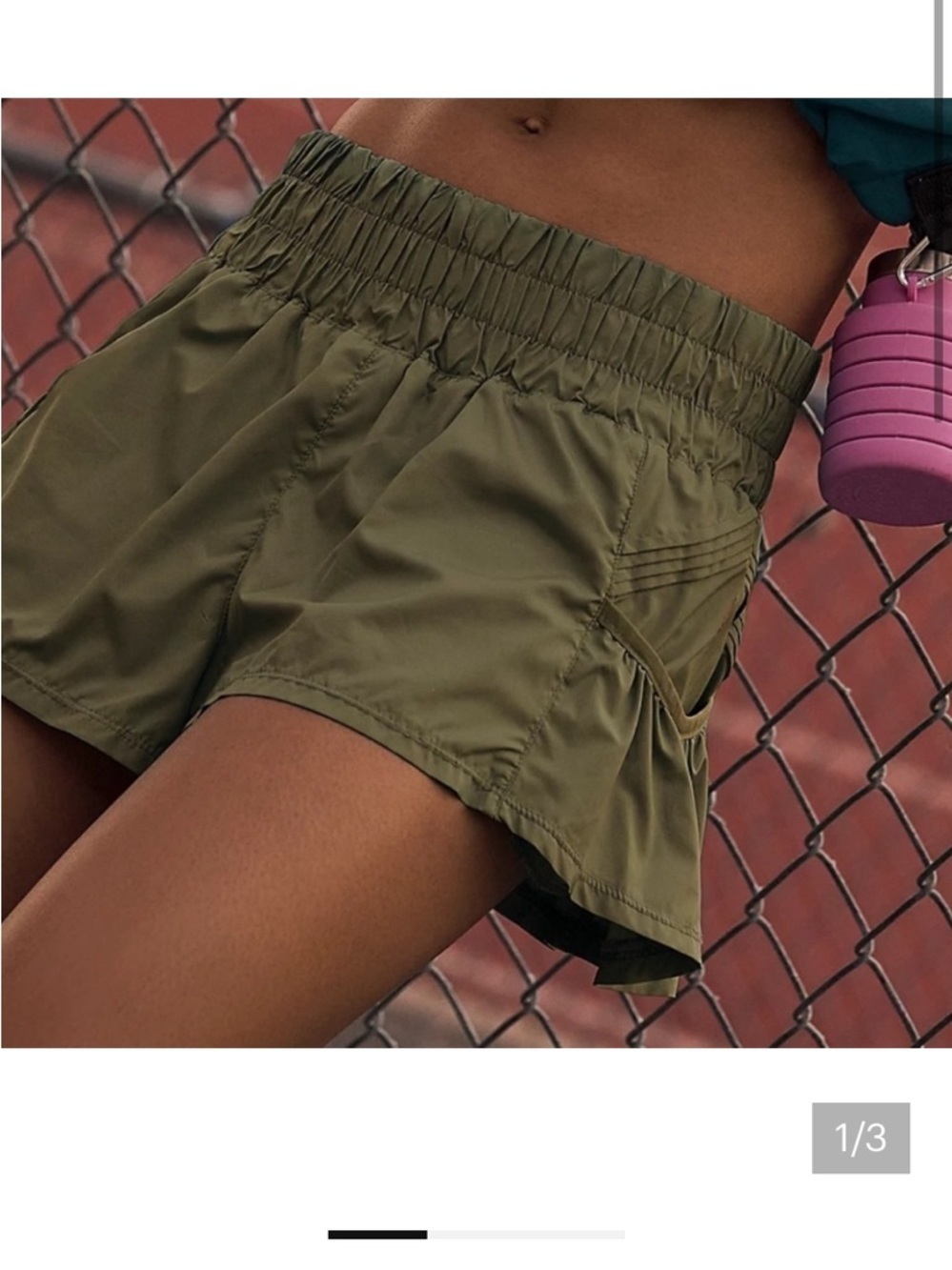 New Free People Dark Green Get Your Flirt On High Waist shorts spring active